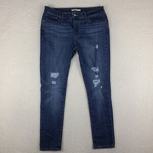 Levi's 711‎ Jeans Womens 32x30 Blue Skinny Distress Dark Wash Denim